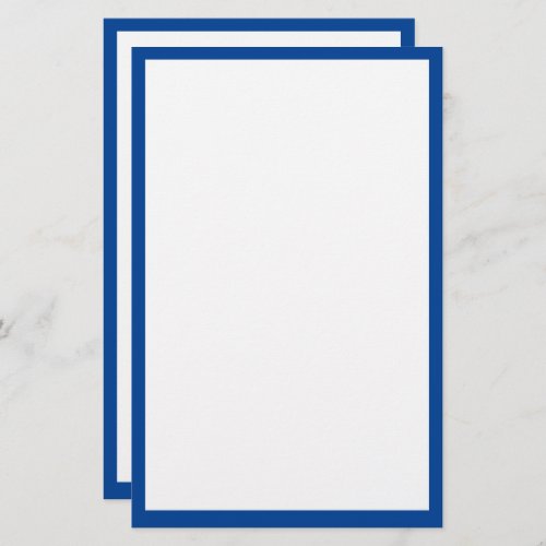 Blue Border Edge Solid White Plain Custom Color Stationery