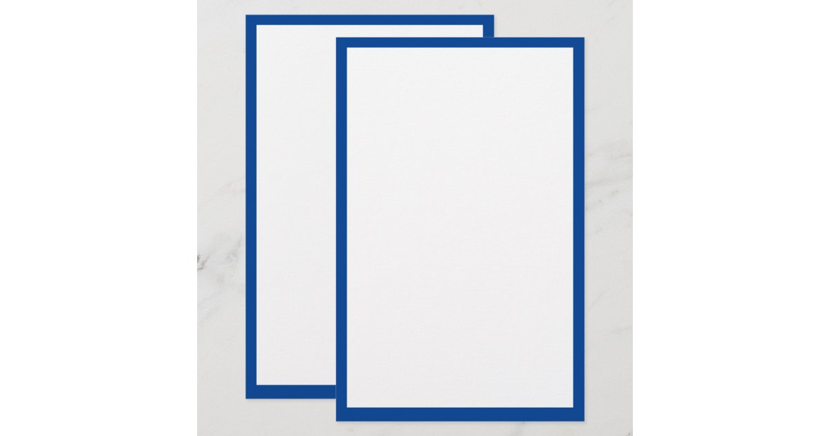 Blue Border Edge Solid White Plain Custom Color Stationery | Zazzle