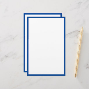 Blue Border Edges White Blank Classy Custom Trendy Stationery