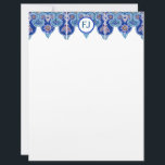 Blue Border Letterhead Personal Stationary<br><div class="desc">This Stationary Letterhead features a top multi-colored tile border Inside a center circle a place for your monogram. The pattern comes from a tile border. Size: 8.5" x 11" Spread your brand by creating custom letterheads for your personal and professional mailings. Browse thousands of elegant templates or add your own...</div>