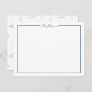 Blue Border Personalized Stationery Note Card