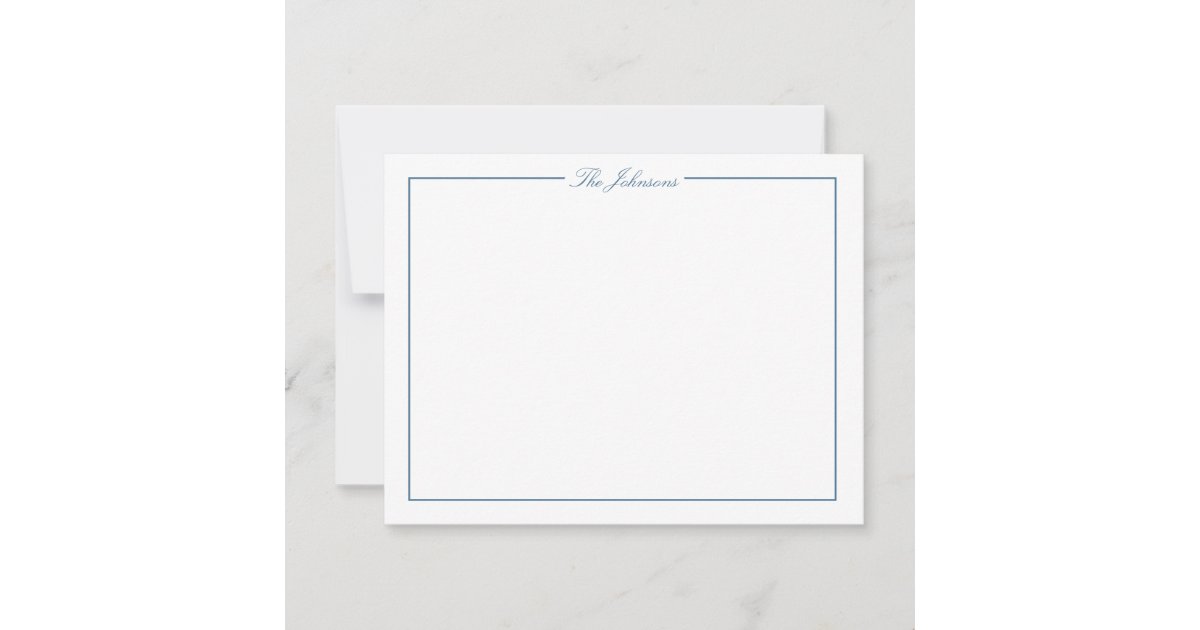 Blue Border Personalized Stationery Note Card