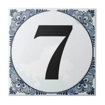 Blue Border Tile  House Numbers  Change Number Ceramic Tile by figstreetstudio at Zazzle