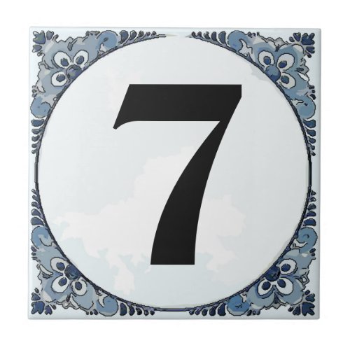 Blue Border Tile House Numbers change number Ceramic Tile