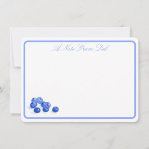 Blue Border Watercolor Blueberries NAME Thank You Card