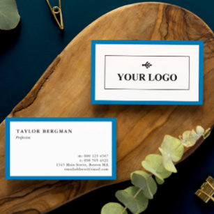 Blue Border Your Logo Minimalist Business Card