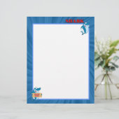 Blue Bordered Shark Letterhead Writing Paper (Standing Front)