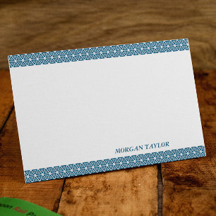 Blue Borders Personalized Note Cards