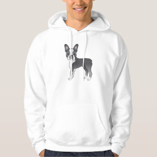 Blue Boston Terrier Cute Cartoon Dog Design Hoodie