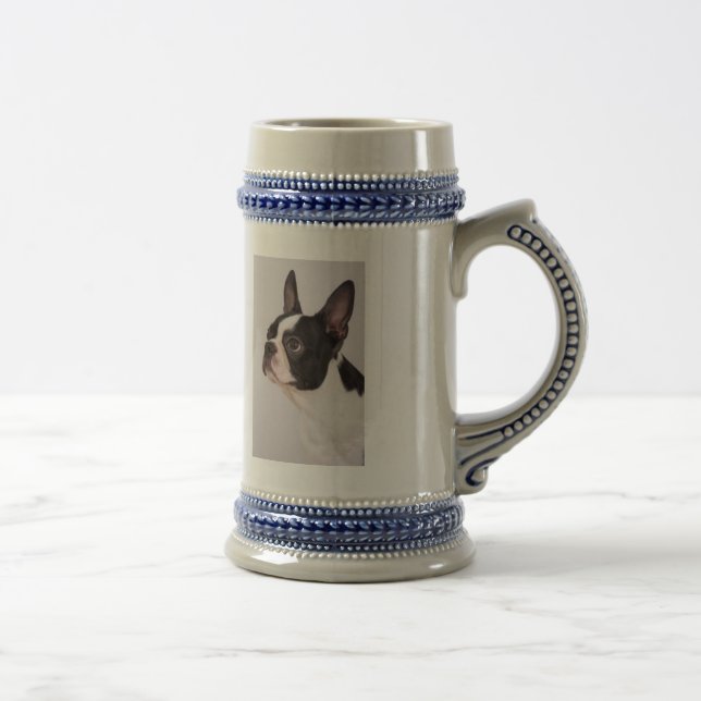 Blue Boston Terrier Dog Stein (Right)