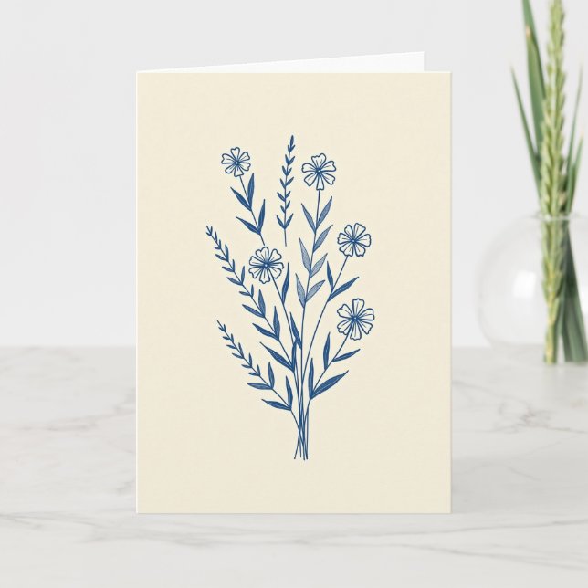 Blue Botanical Beauty Card (Front)