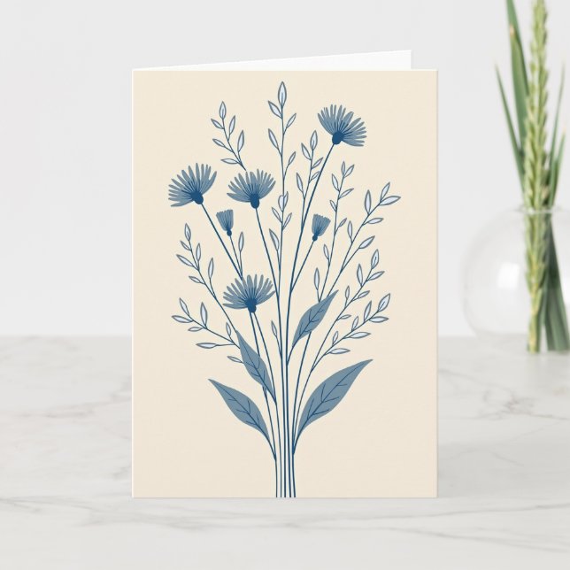 Blue Botanical Blooms Card (Front)