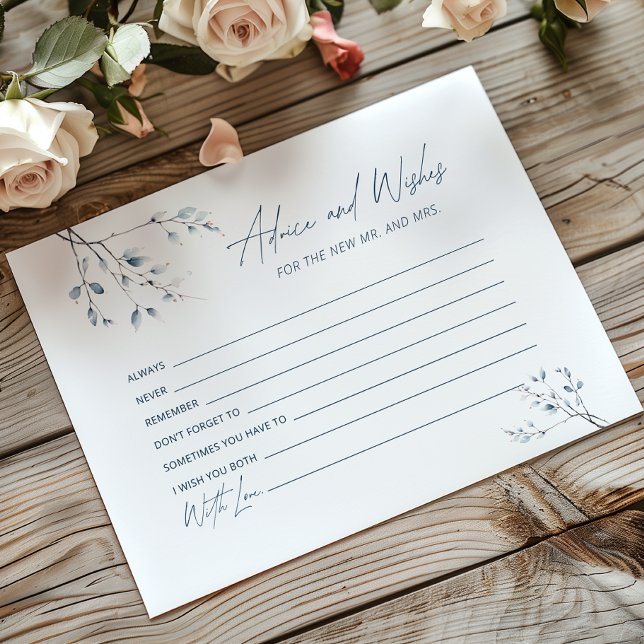 Blue Botanical Bridal Shower Advice and Wishes (Creator Uploaded)