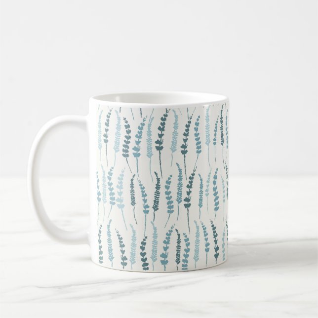 Blue Botanical Coffee Mug for Farmhouse (Left)