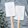 Blue botanical crest monogram wedding program hand fan