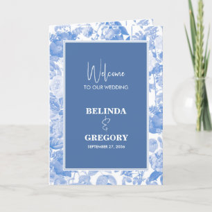 Blue Botanical Florals Wedding Order of Service Program
