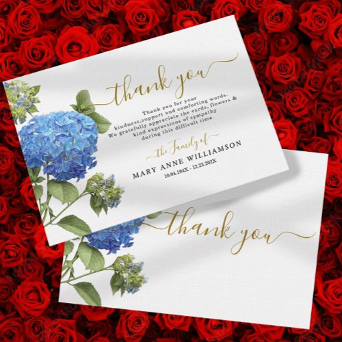 Blue Botanical Funeral Thank You Card