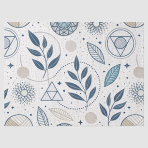 Blue Botanical Geometric Doodle Tissue Paper