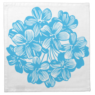 Blue Botanical Hydrangea Flower Floral Blossoms Cloth Napkin