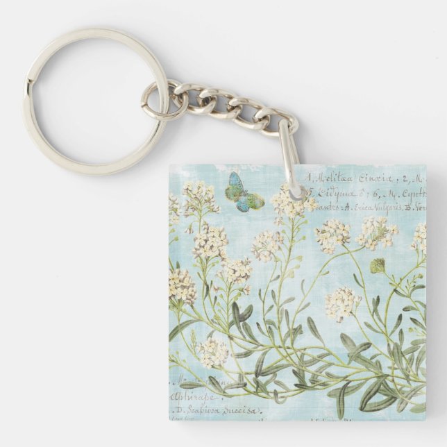 Blue Botanical Keychain (Front)