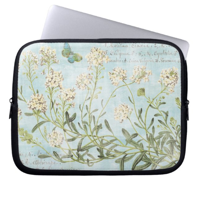 Blue Botanical Laptop Sleeve (Front)