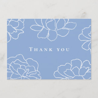 Blue Botanical Modern Wedding Thank You Card