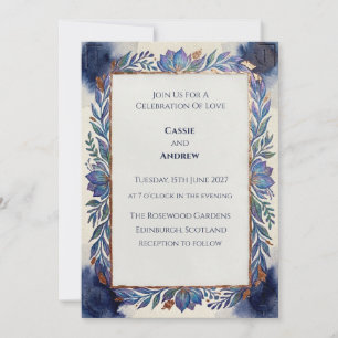 Blue Botanical Scottish Wedding Invitation