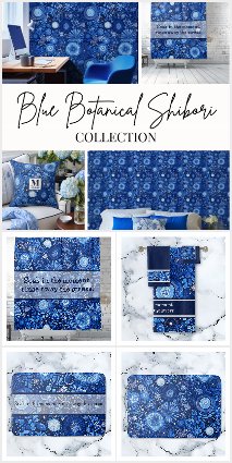 Blue Botanical Shibori Home Decor