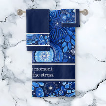 Blue Botanical Shibori Saying