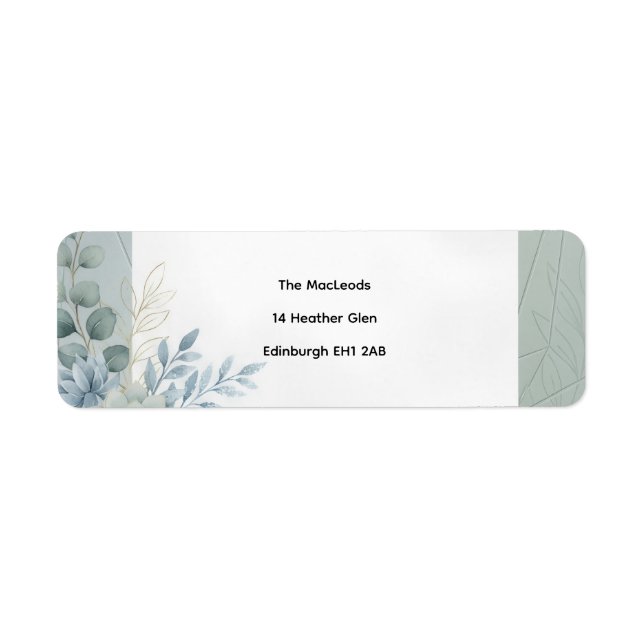 Blue Botanical Side Border Address Label (Front)