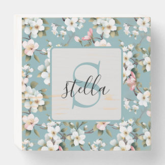 Blue Botanical Spring Dogwood Custom Wooden Box Sign