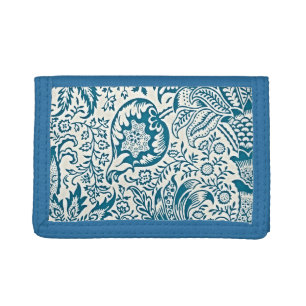 Blue Botanical Trifold Wallet