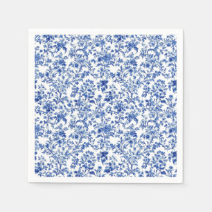 Blue Botanical Vine Toile Garden Party Paper Napki Napkins