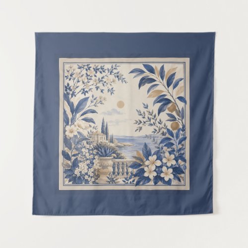 Blue Botanical Wall Tapestry