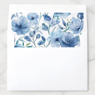 Blue Botanical Watercolor Floral Garden Envelope Liner