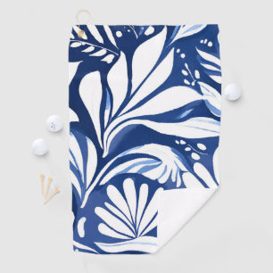 Blue Botanical Watercolor Floral Golf Towel