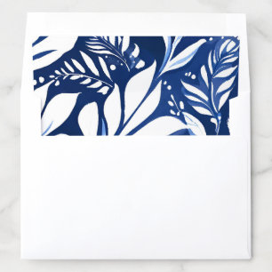 Blue Botanical Watercolor Floral Pattern Envelope Liner