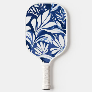 Blue Botanical Watercolor Floral Pickleball Paddle