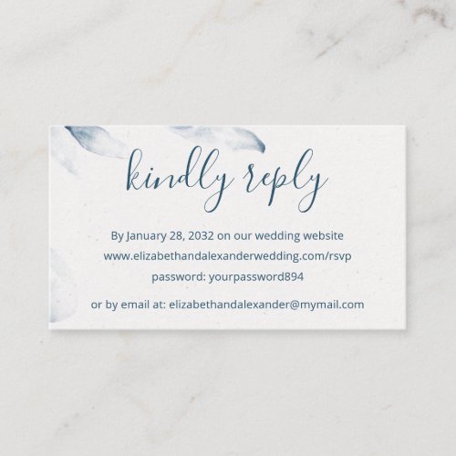 Blue botanical watercolor simple online RSVP Enclosure Card