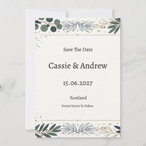 Blue Botanical Wedding Save The Date