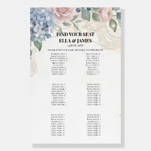 Blue Botanical Wedding Seating Chart Sign