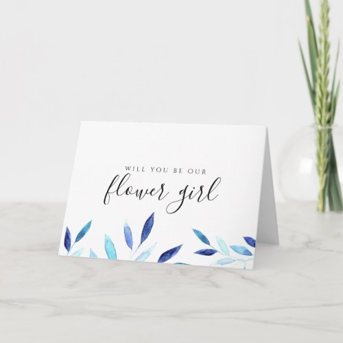 Blue Botanical Will You Be Our Flower Girl Card