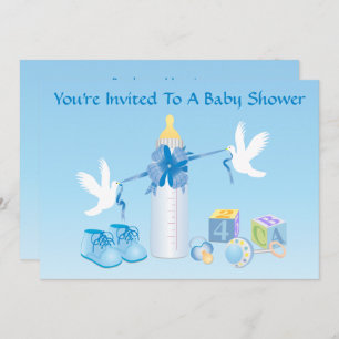 Blue Bottle Baby Shower Invitation