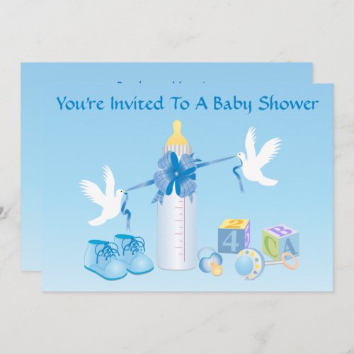 Blue Bottle Baby Shower Invitation