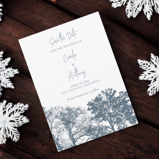 Blue Bottom Trees Boho Wedding Invitation (Creator Uploaded)