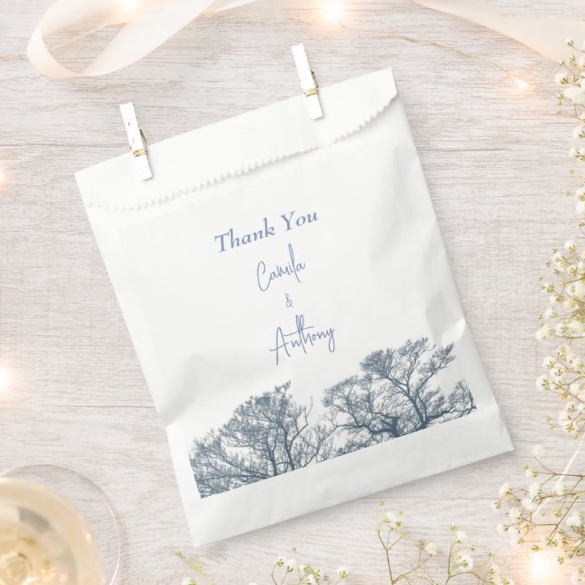 Blue Bottom Trees Tropical Boho Wedding Favor Bag (Clipped)