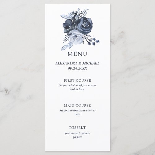 Blue Bouquet  Floral Wedding Menu