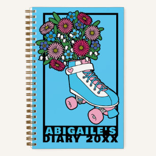 Blue Bouquet Skate Cartoon Name Year Diary Notebook
