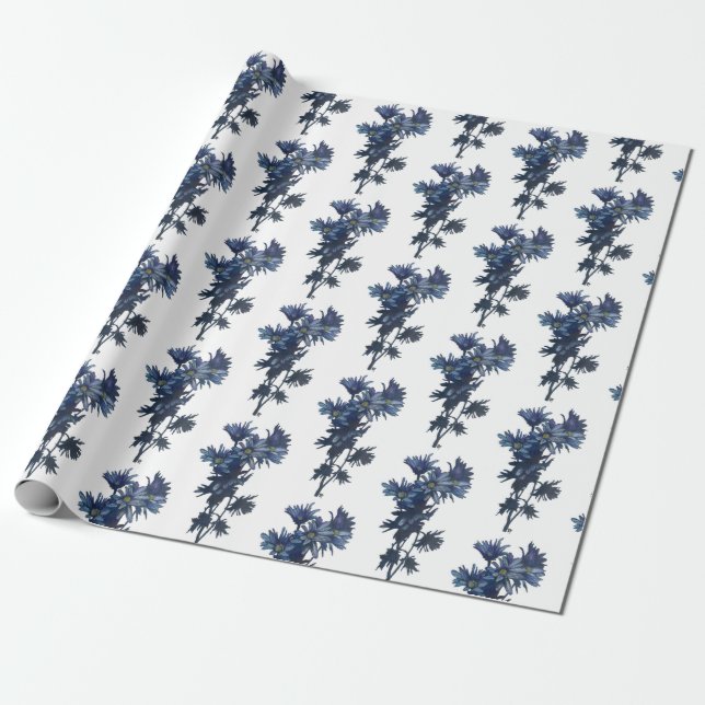 Blue Bouquet Summer Wrapping Paper (Unrolled)