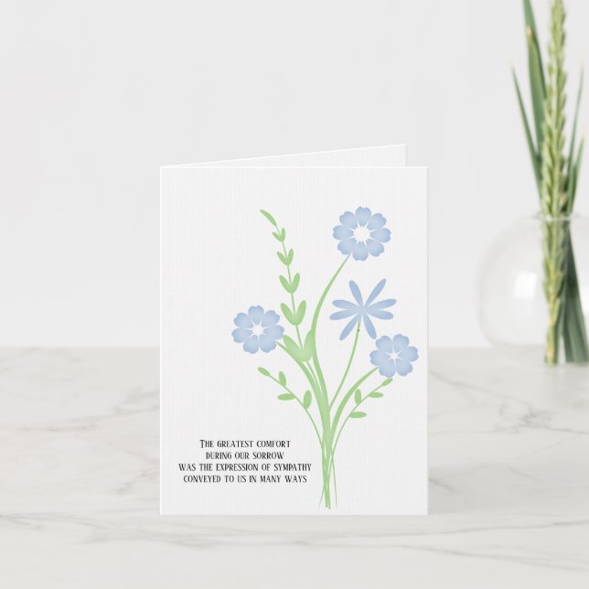 blue bouquet sympathy thank you card (Front)